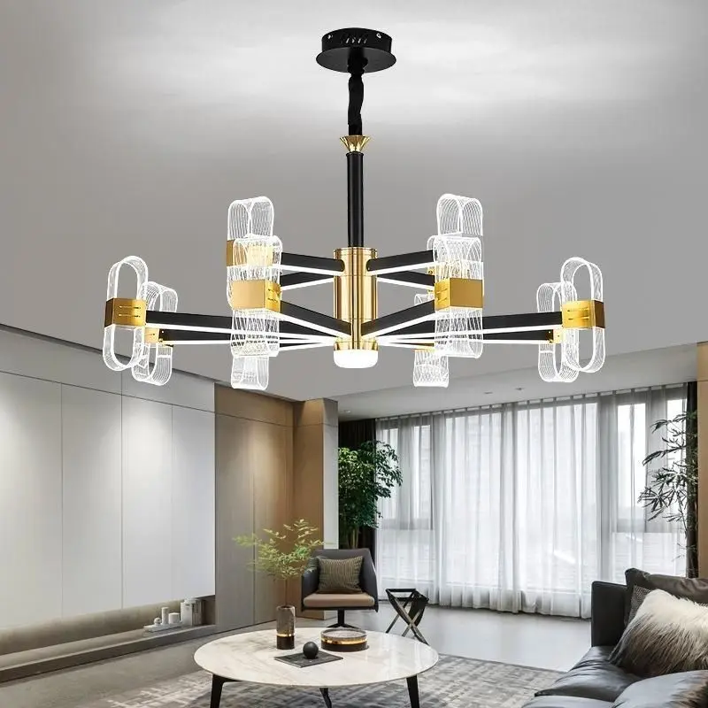 Modern LED Light Arm Ceiling Chandeliers Simple Living Dining Room Pendant Lamp Home Decor Hanging Light Luster Fixtures