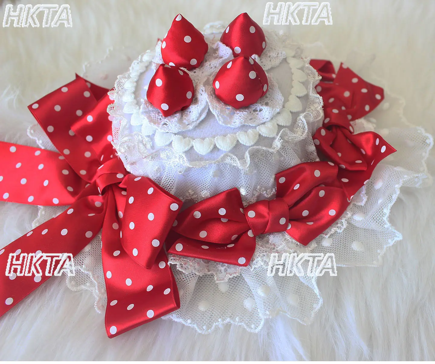 Handmade Ribbon Kawaii Strawberry Angel Cake Mini Top Hat Women Lolita Girls Accessories Sweet Lolita Small Hat Headwear Hats