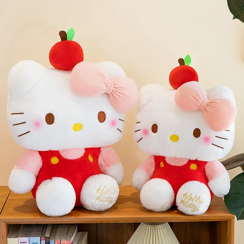 Sanrio Hello Kitty Apple juguete de peluche decoración de la habitación lindo dibujos animados comodidad suave almohada muñeca chico cumpleaños regalos de navidad