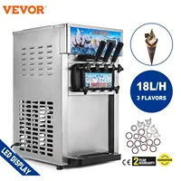 VEVOR Commercial Soft Ice Cream Machine Three Flavor Ice Cream Integrated Machine 18L/H Large Capacity with LCD Display Screen