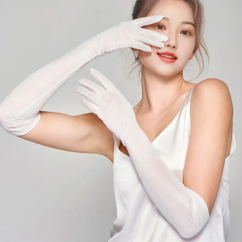 100% Natural Silk Gloves Summer Long Sun Protection Arm Sleeve Women's Full Finger Knitted Breathable Driving Sunscreen Mittnes