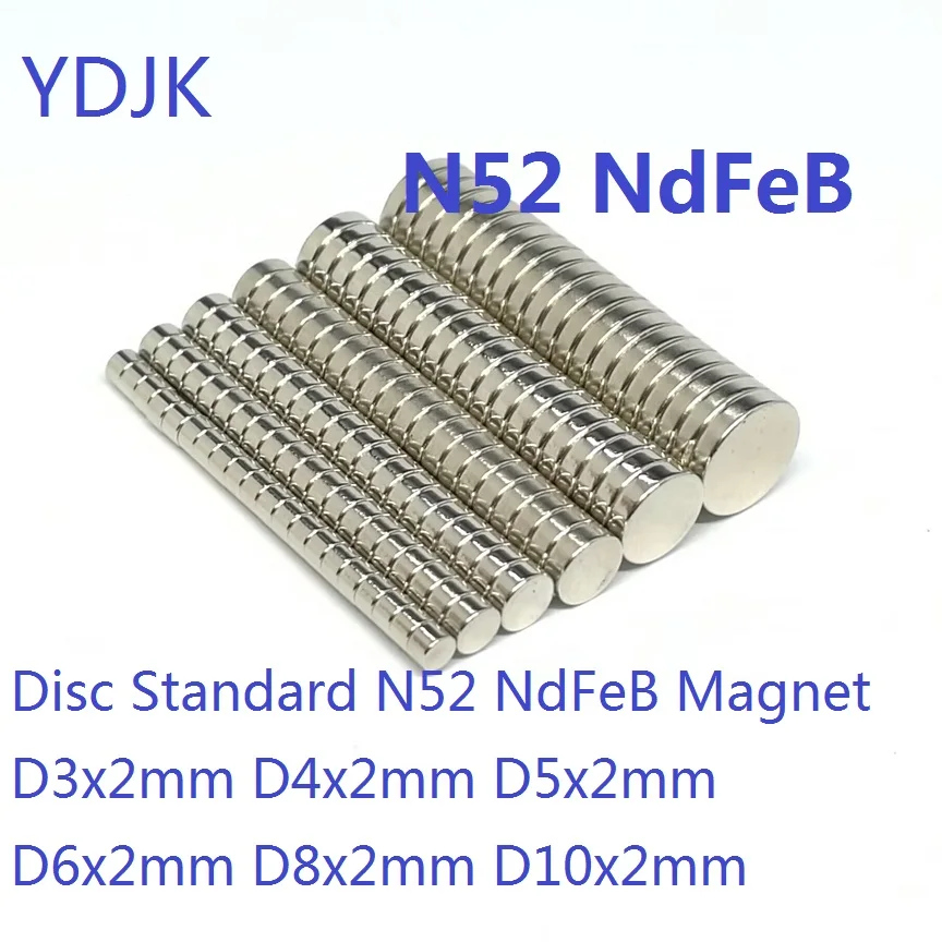 10 50PCS/LOT Disc Standard N52 NdFeB Magnet 3*2 4*2 5*2 6*2 8*2 10*2 Strong Permanent Neodymium Magnets 3x2 4x2 5x2 6x2 8x2 10x2