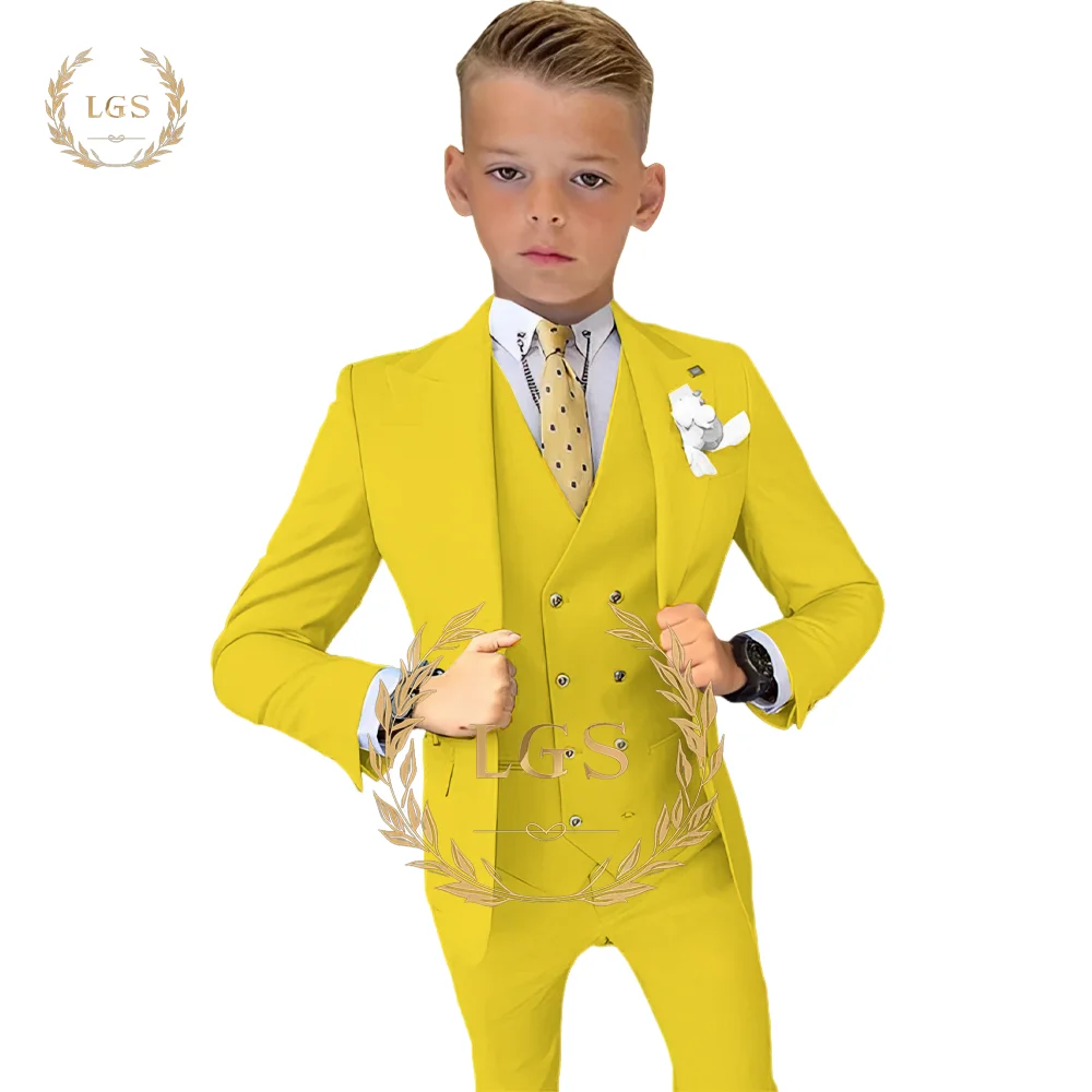 Boys' formal suit 3-piece set (jacket + vest + pants) wedding party celebration suit, customized suit suit for 2-16 years old