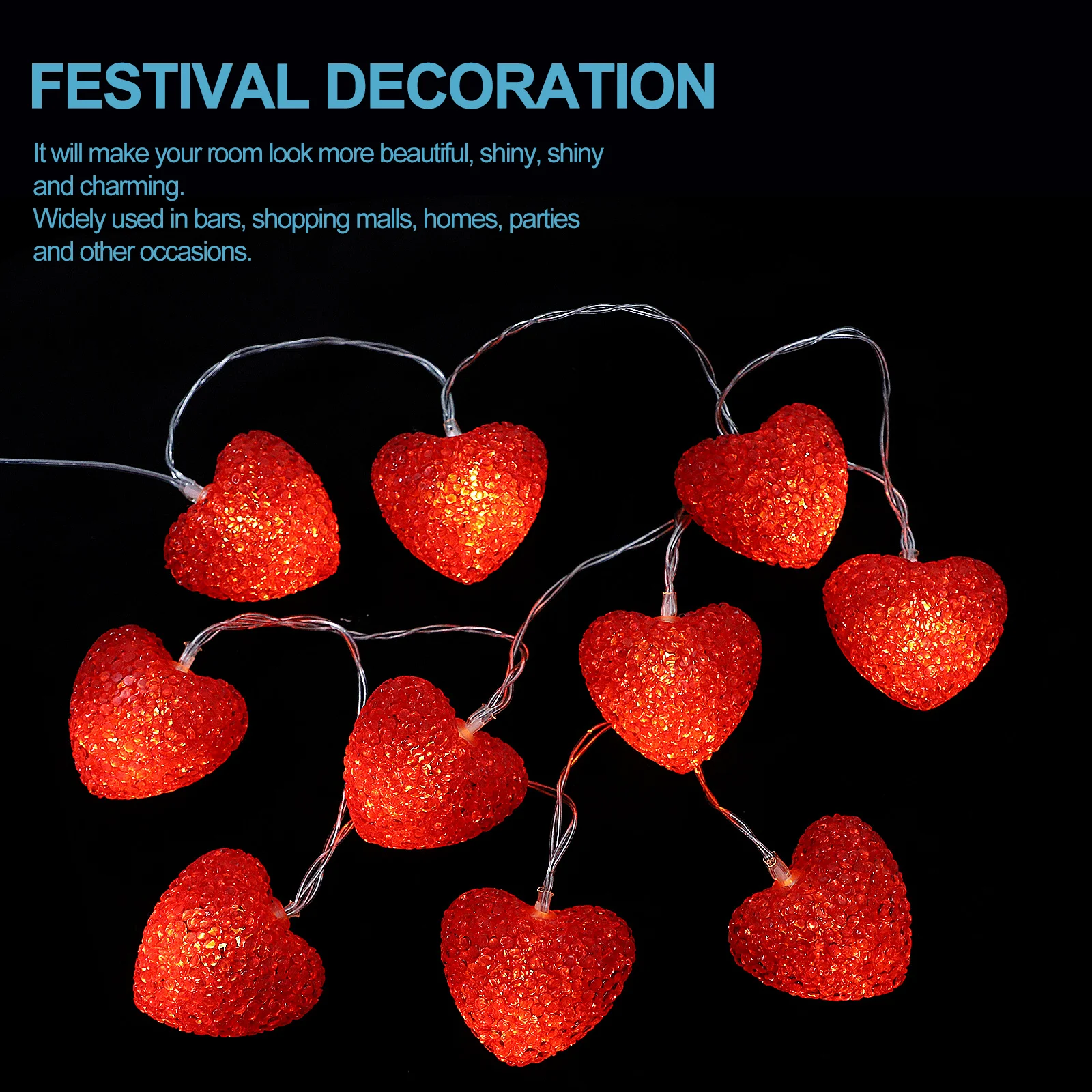 1 قطعة سلسلة ضوء على شكل قلب سلسلة مصابيح للزينة لعيد الحب الطرف الديكور جو رومانسي الدعامة