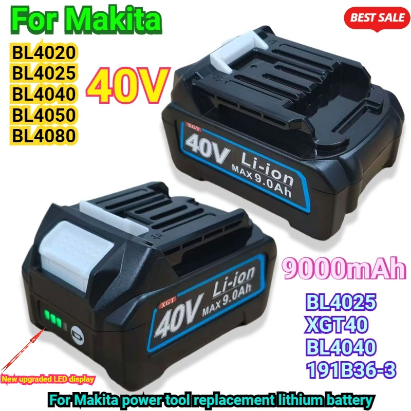 

For Makita 40V MAX XGT Lithium Ion Battery 3.0AH9.0AH 9000mAh Original Battery BL4020 BL4025 BL4040 BL4050 BL4080 Power Tool