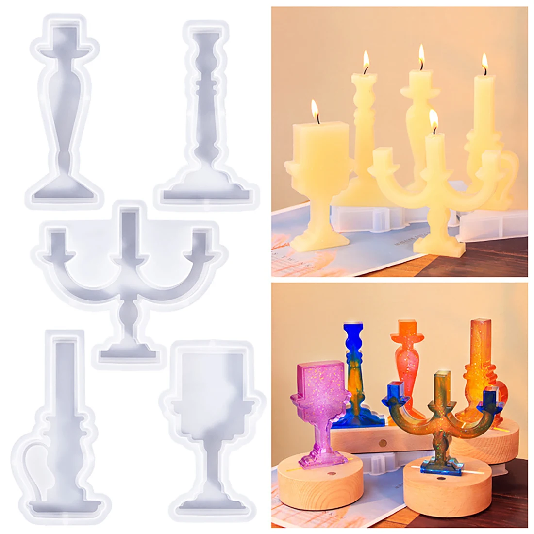 Geometric Candle Holder Silicone Mold Cement Handmade Minimalist Concrete Resin Candlestick Mould DIY Crafts Home Decoration