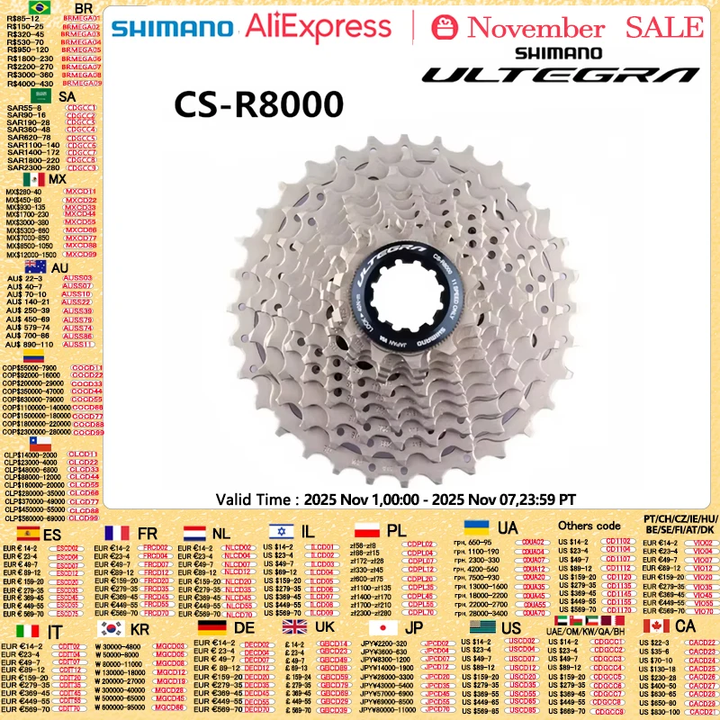 Shimano Ultegra R8000 105 R7000 11 vitesses vélo de route Cassette CS-R8000 11-25t 11-28t 11-30t 11-32t 11-34t 12-25t K7