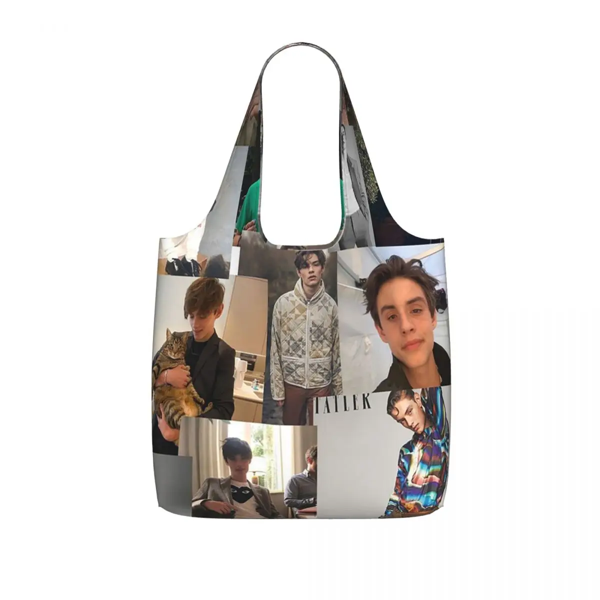 Louis Partridge Poster Shopping Tote Bag Canvas Large Capacity Shoulder Bags Shopper Grocery Handbag for Women