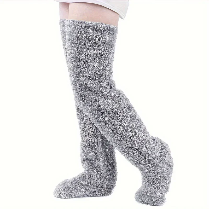 Cold Legs Teddy Bear High and Long Leg Floor Socks Warm Feet Thick Goose Down Leg Warmers Knee Pads Sock Covers