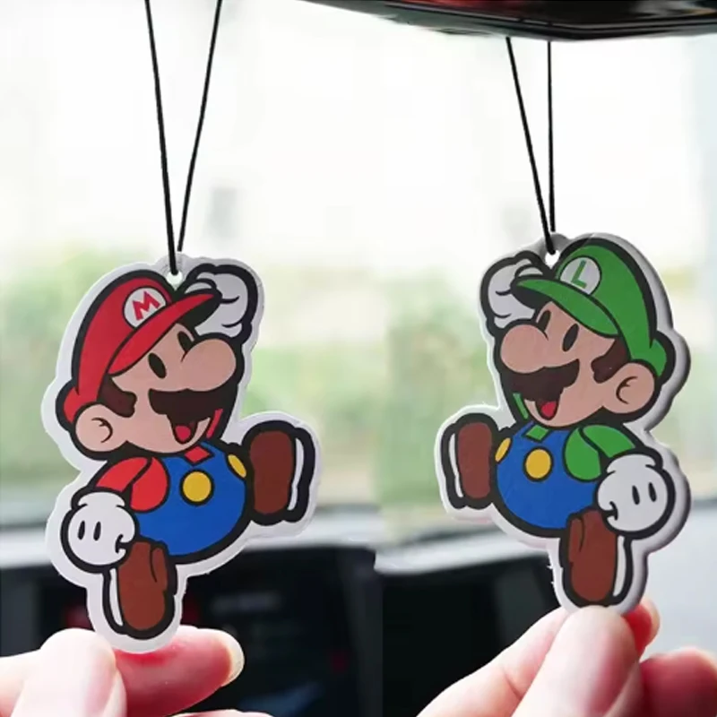 Super Mario Bros Car Fragrance Pendant Anime Car Rear View Hanging Long-Lasting Aromatherapy Cartoon Car Perfume Deodorization