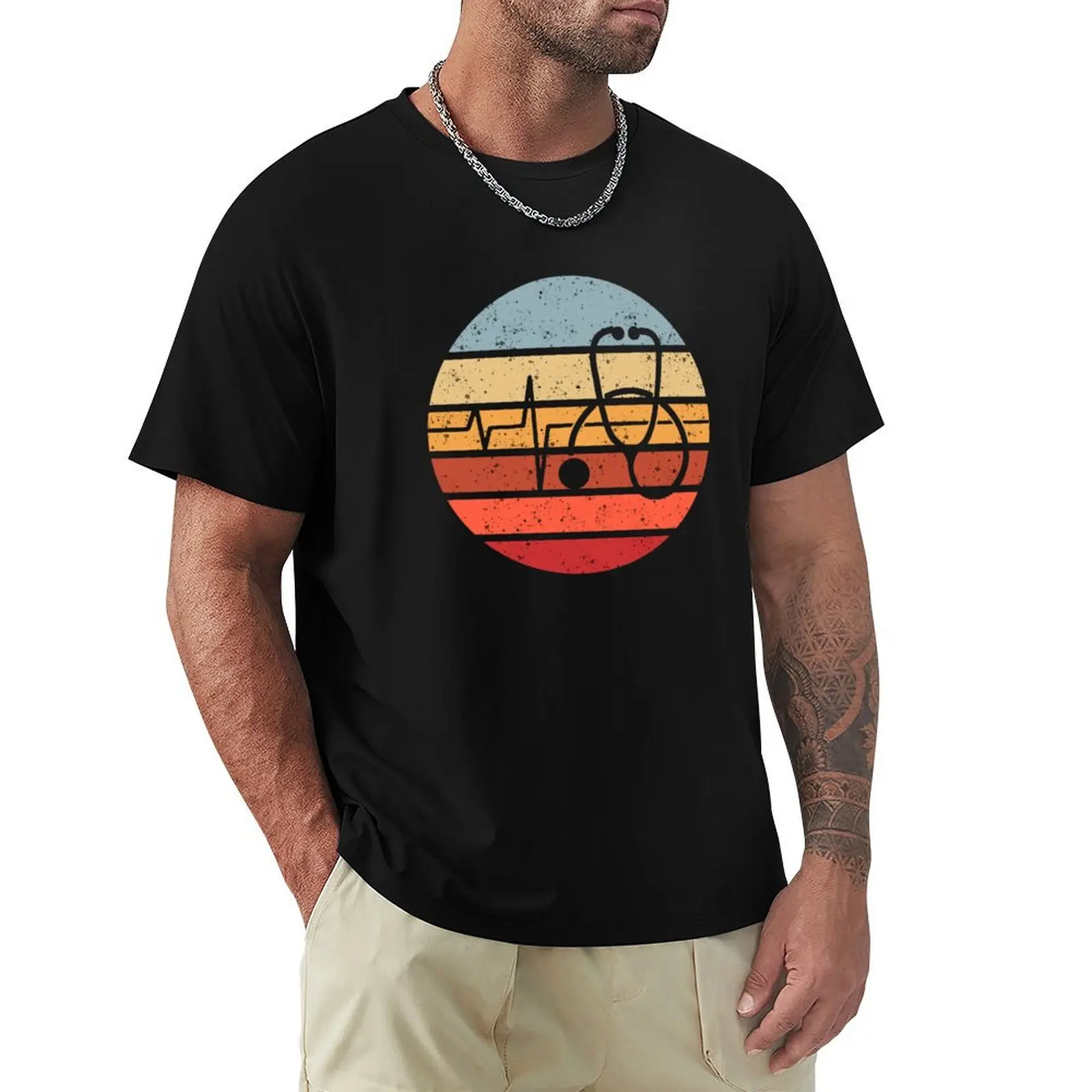 Doctor Nurse Vintage Retro Stethoscope T-Shirt t shirt custom print T-Shirt