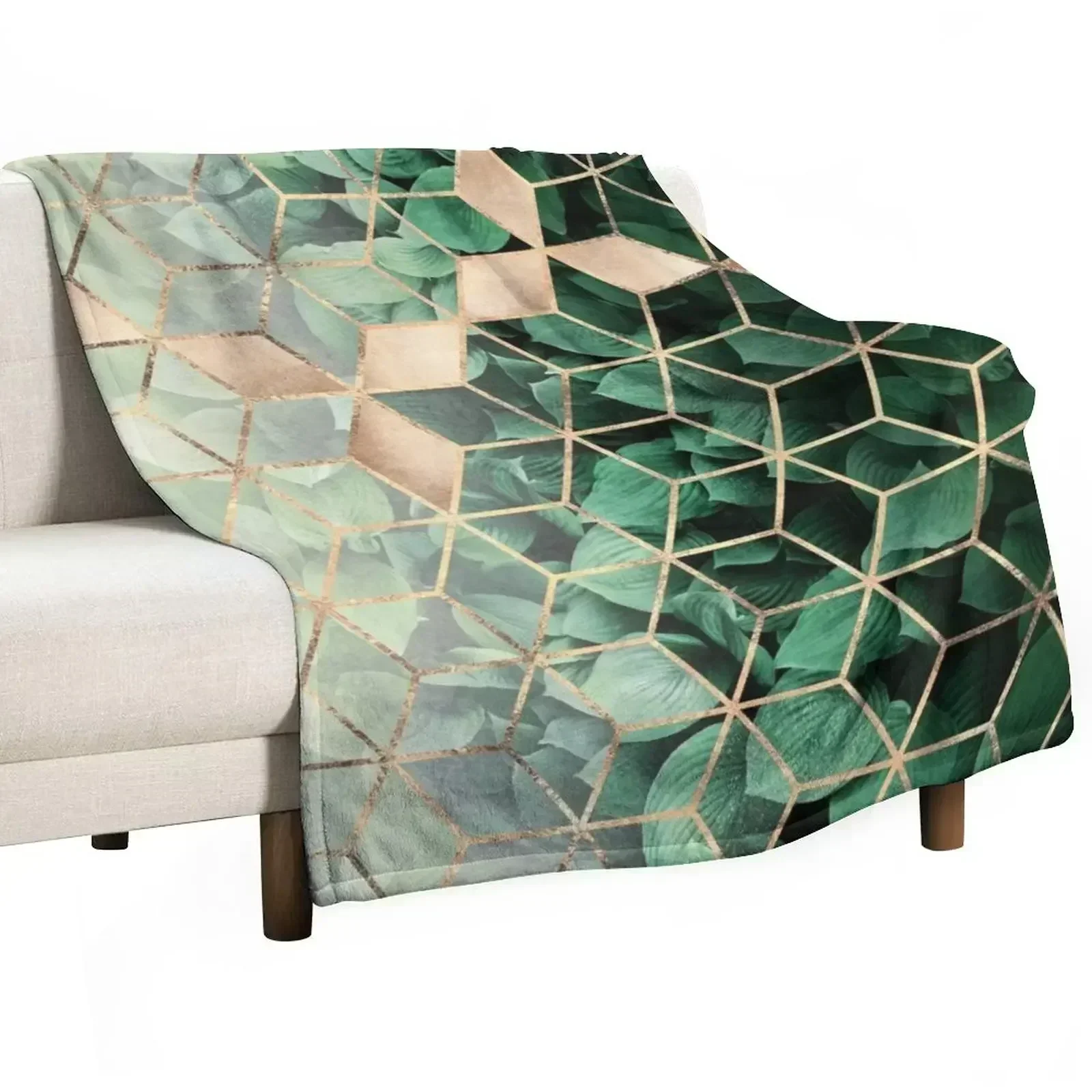 

Leaves And Cubes Throw Blanket Soft Beds Luxury Brand blankets ands Blankets