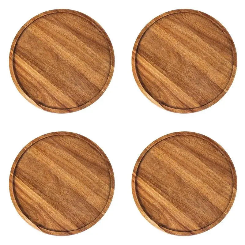 

【FITTING】4X круглый деревянный поднос, деревянный сервировочный поднос, сервировочное блюдо, доска для закусок, органайзер для подносов A