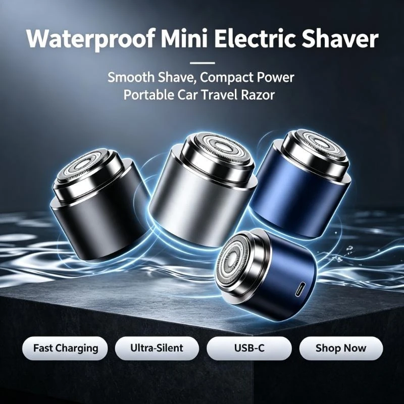 Ultra-Silent Waterproof Mini Electric Shaver for Men Portable Car Travel Razor Fast Charging Grooming Tool with USB-C