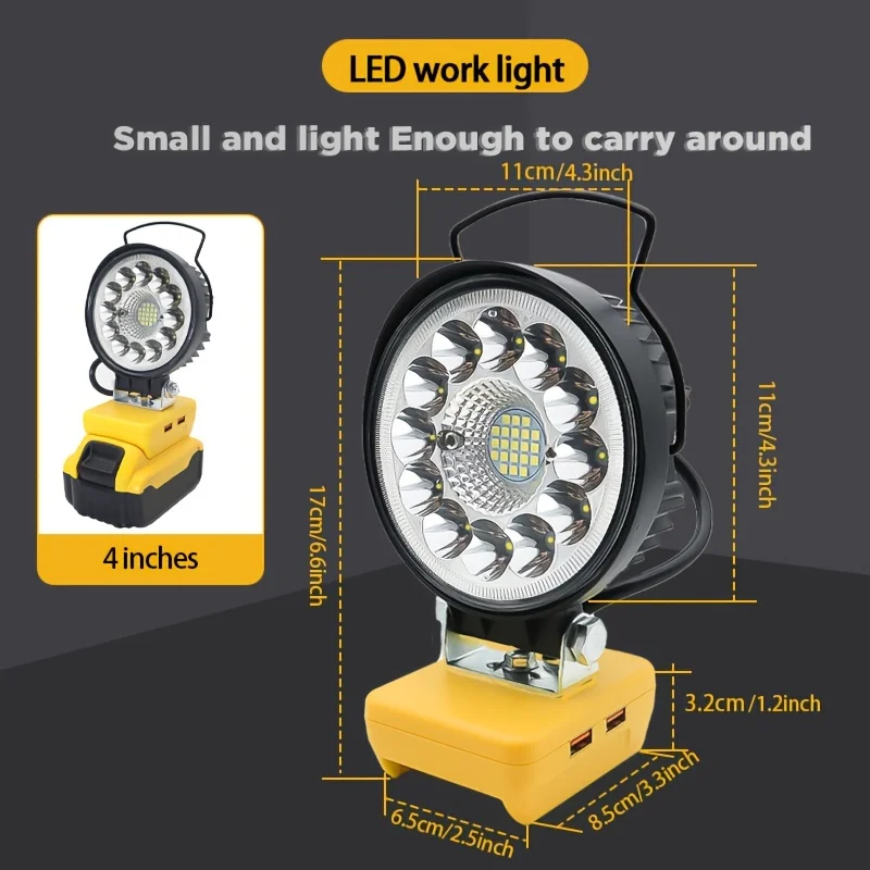 (Batteries not included)Flood Work Light 30W 4000LM for DeWalt LED 18V/20V/60V MAX Lithium Battery Light withBattery Protecion