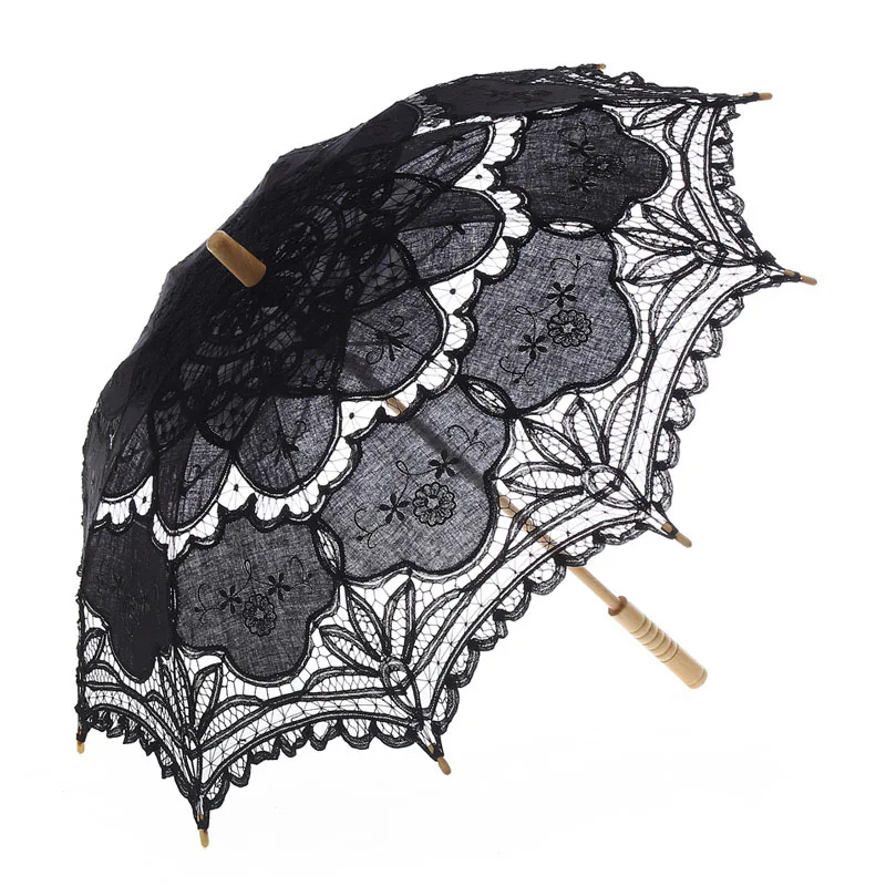 Wedding Guests Gift Outdoor Handmade Detailed Full Cotton Victorian Wholesale Lace Parasols Bride umbrella for Party Photograph