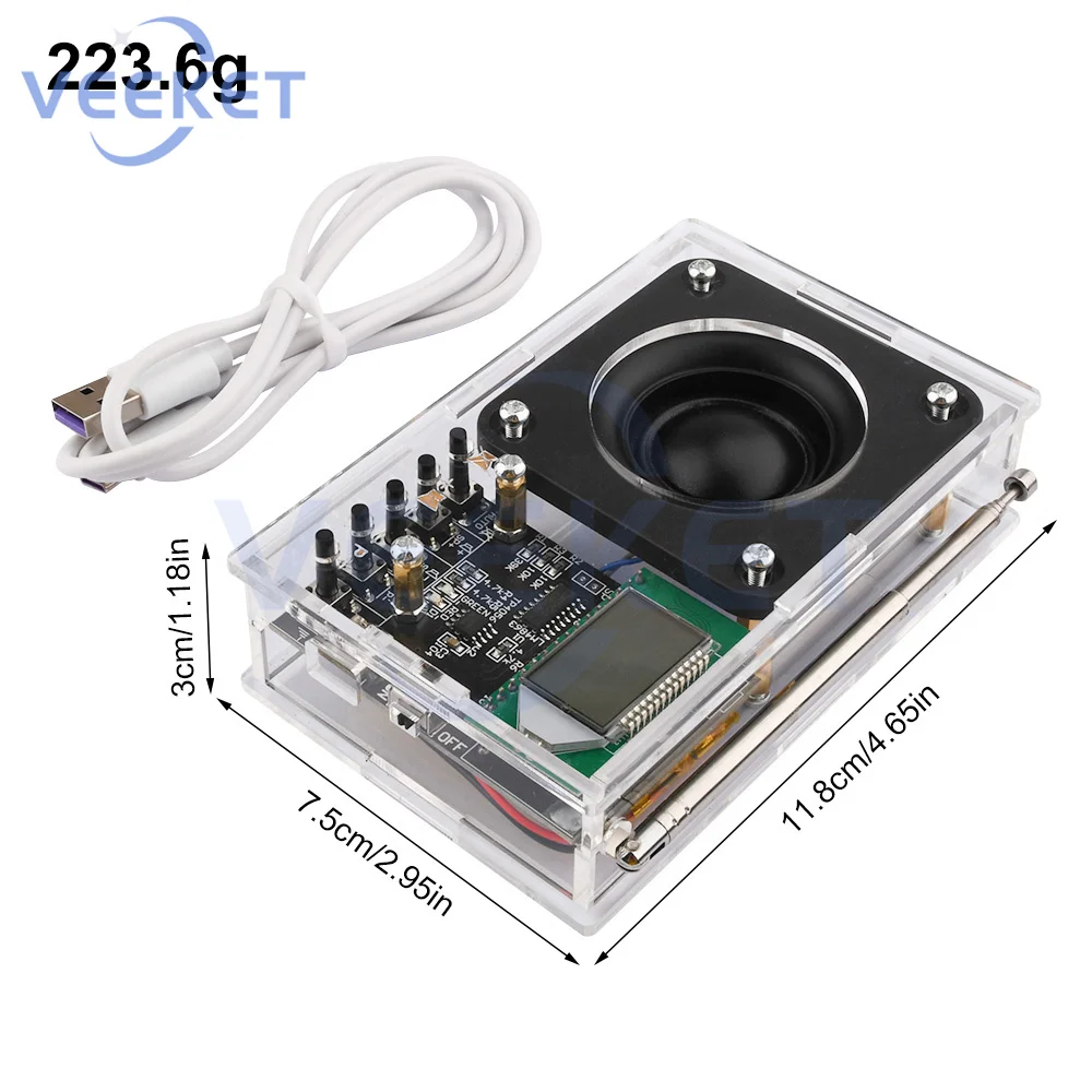 Radio FM Digital de 3V-5V, Kits electrónicos de bricolaje, pantalla LCD, estabilizador de frecuencia de cristal de cuarzo, placa PCB de 50-18KHz