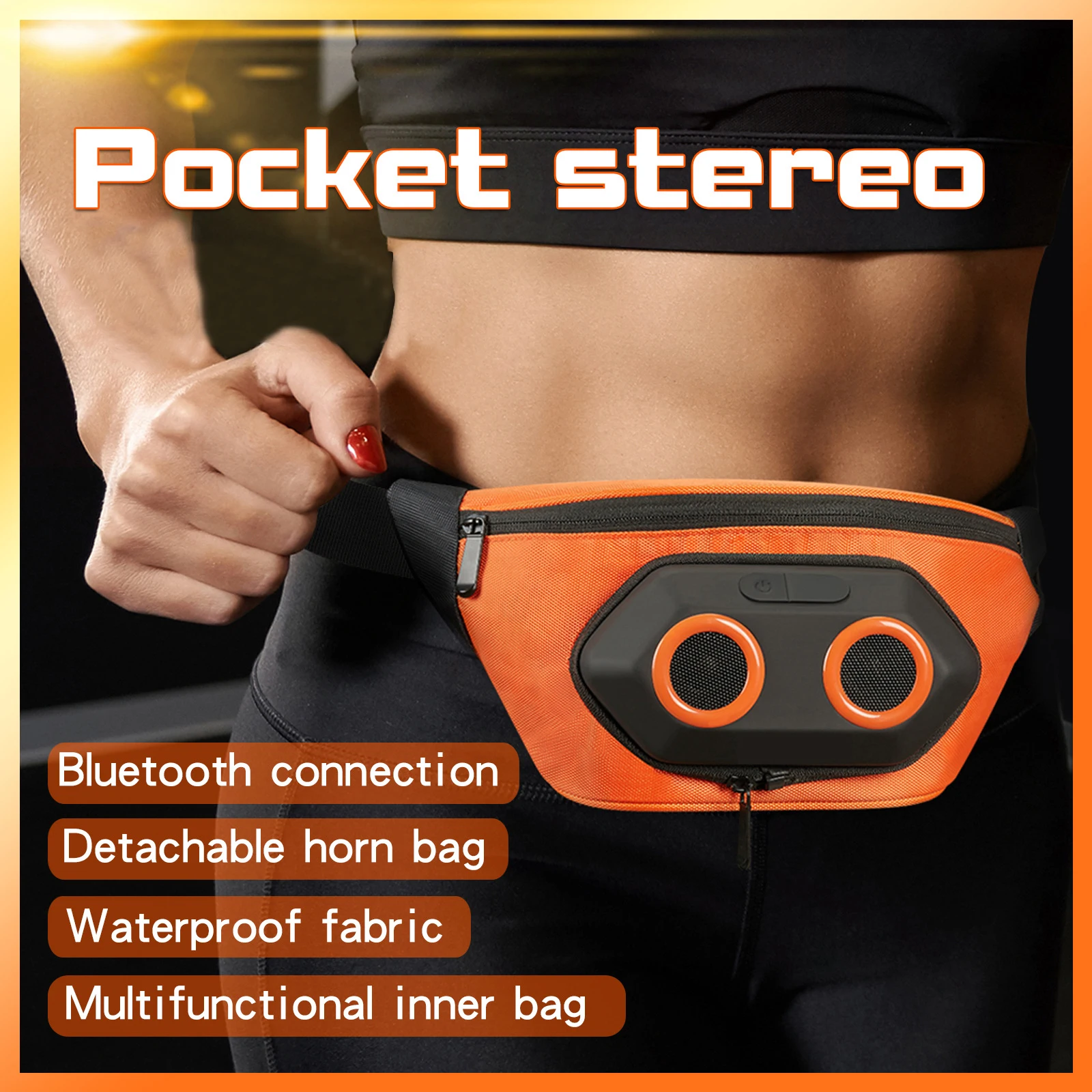 Conelz Portable Pockets Speaker 8W Bluetooth 5.0 Waterproof Outdoor Sports Fanny pack Speaker Mini Bluetooth Speaker