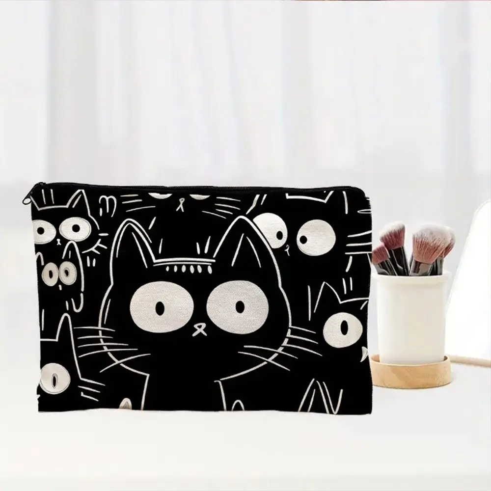 Fashion Cat Print Coin Purse with Zipper Lightweight Travel Pouch Large Capacity Cosmetic Bag Perfect Gift for Friends