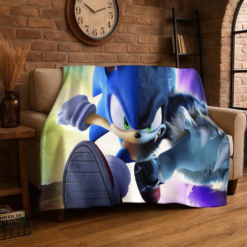 Classic Game S-Sonic Cartoon Soft Flannel Throw Blanket,Cozy Blanket for Bed,Couch,Sofa,Bedroom,Living Room,Travel,Picnic kids
