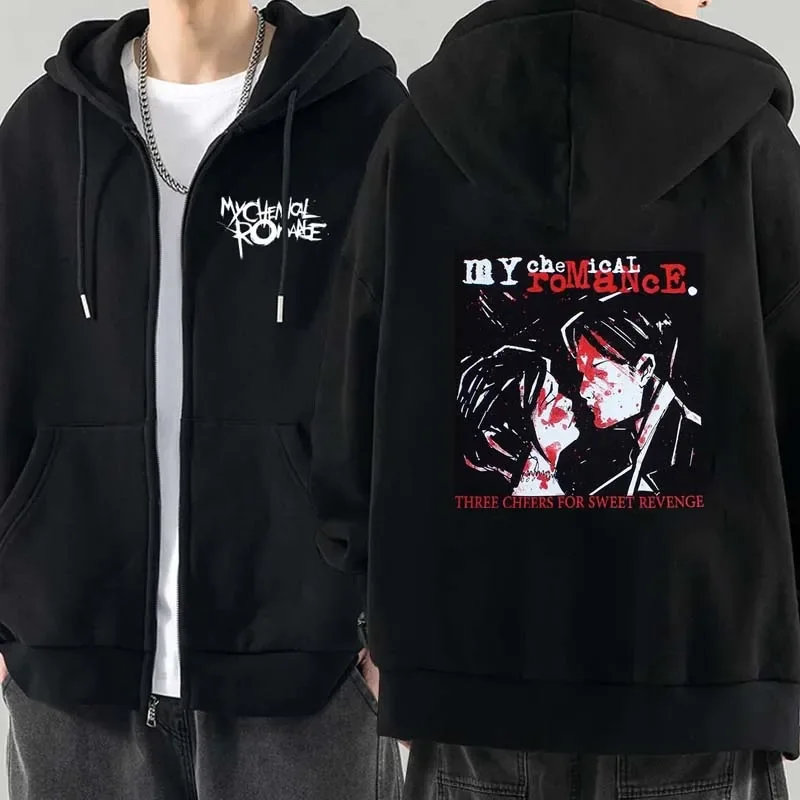 

Men Fashion Hoodies Jacket Coats My Chemical Romance Mcr Dead Zipper Hoodie Top Loose Black Parade Punk Emo Zip Up Sweatshirt