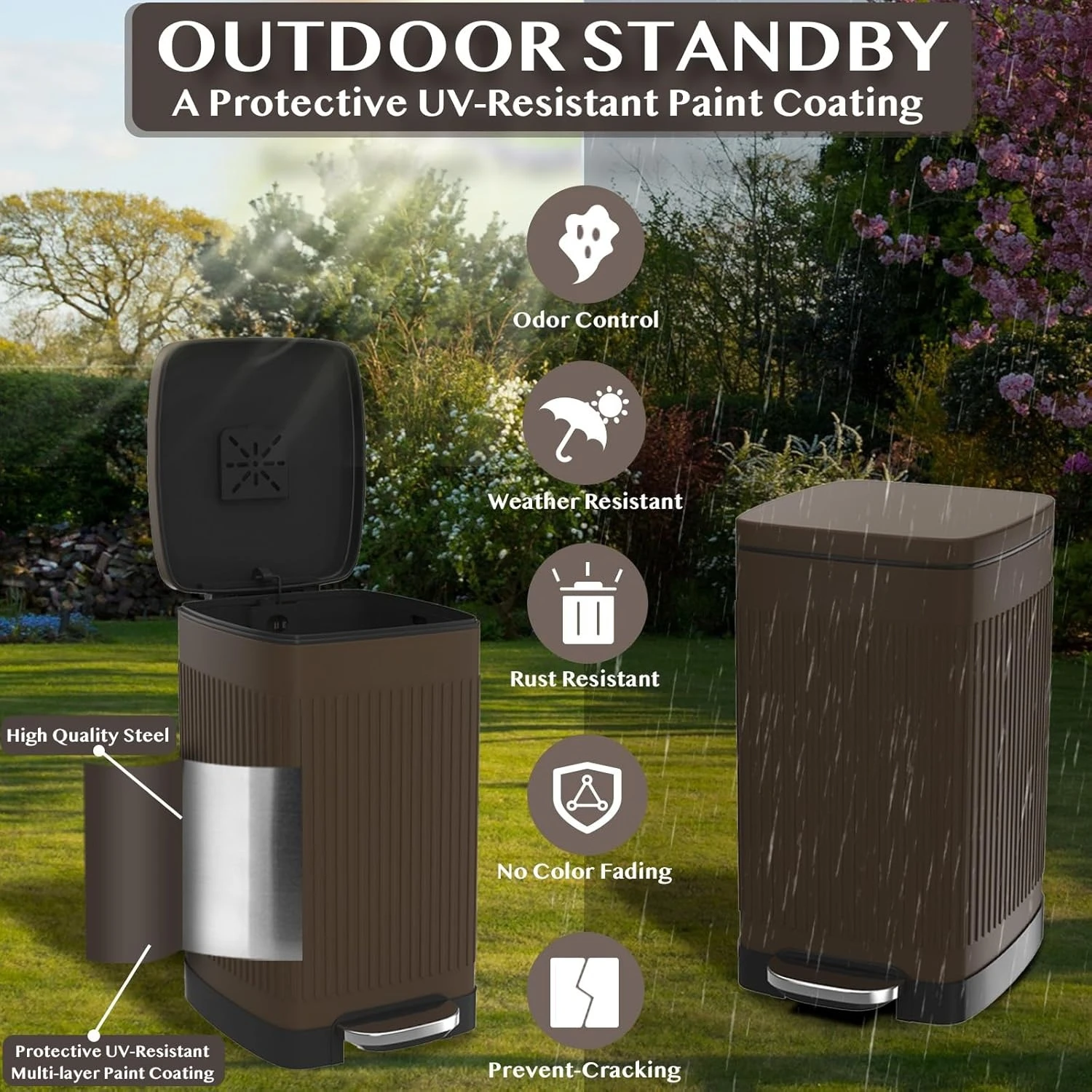 

Trash Can Outside Odor Control, 5.3 Gallon Large Dog Waste Trash Can with Lid, Waterproof Poop Disposal Bin Outdoor Garbage Can
