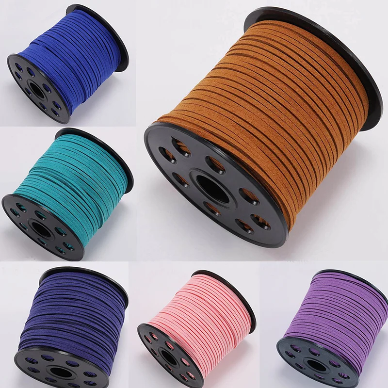 10yards 2.5mm Flat Faux Suede Braided Cord Korean Velvet Leather Handmade Thread String Rope For DIY Jewelry Making Supplies