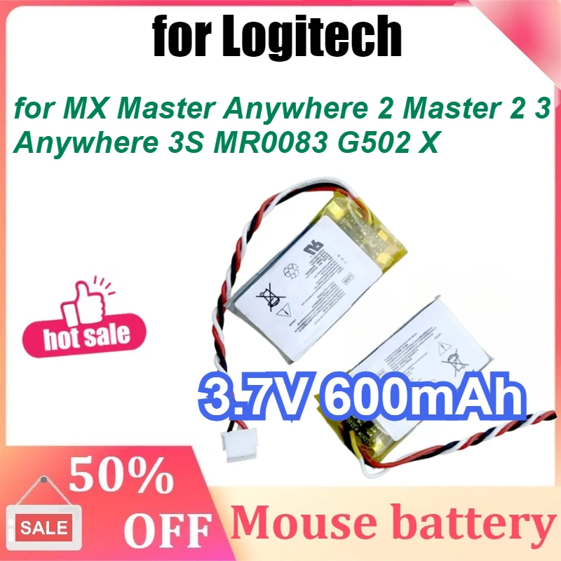 

3.7V 600mAh Mouse Battery L/N: 1412 for Logitech MX Master Anywhere 2 Master 2 3 Anywhere 3S MR0083 G502 X