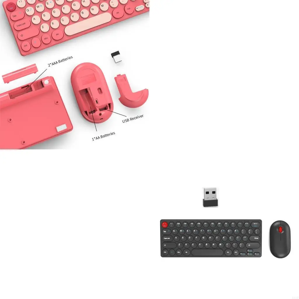 

896F Wireless Keyboards Mouse Combo Round Keycaps 2.4G 64Keys Silents Clicks For PC Laptop