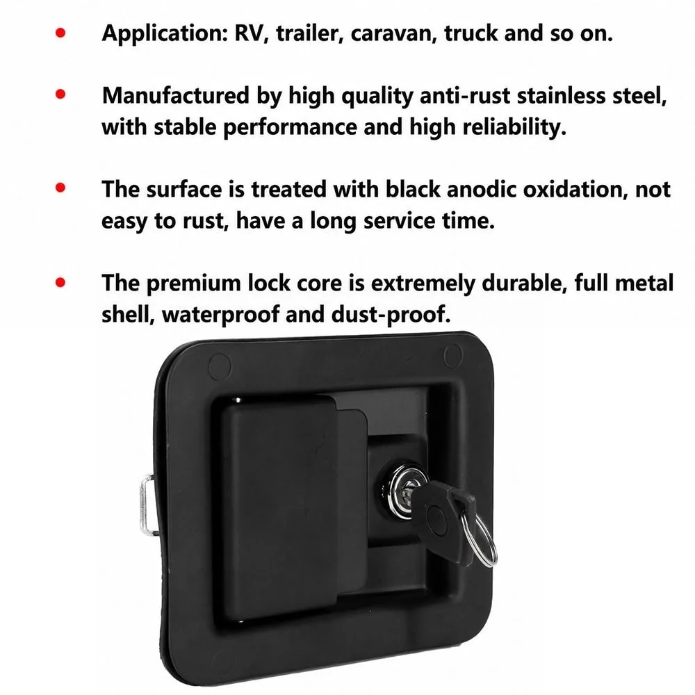 Impact Safe Black Panel Lock Stainless Steel with 1 Key Cabinet Lock Door Lock Equipment Cabinet Swap