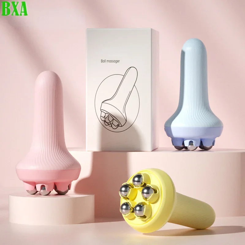 BXA 360 Degree Head Massager Roller Manual Stainless Steel Ball Body Therapy Massager for Neck Back Shoulder Face Lift Tools