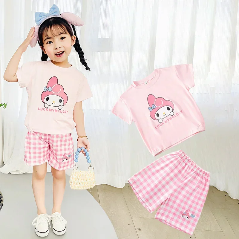 Sanrio Summer Kids set Hello Kitty cute cartoon fashion Western trend two-piece set