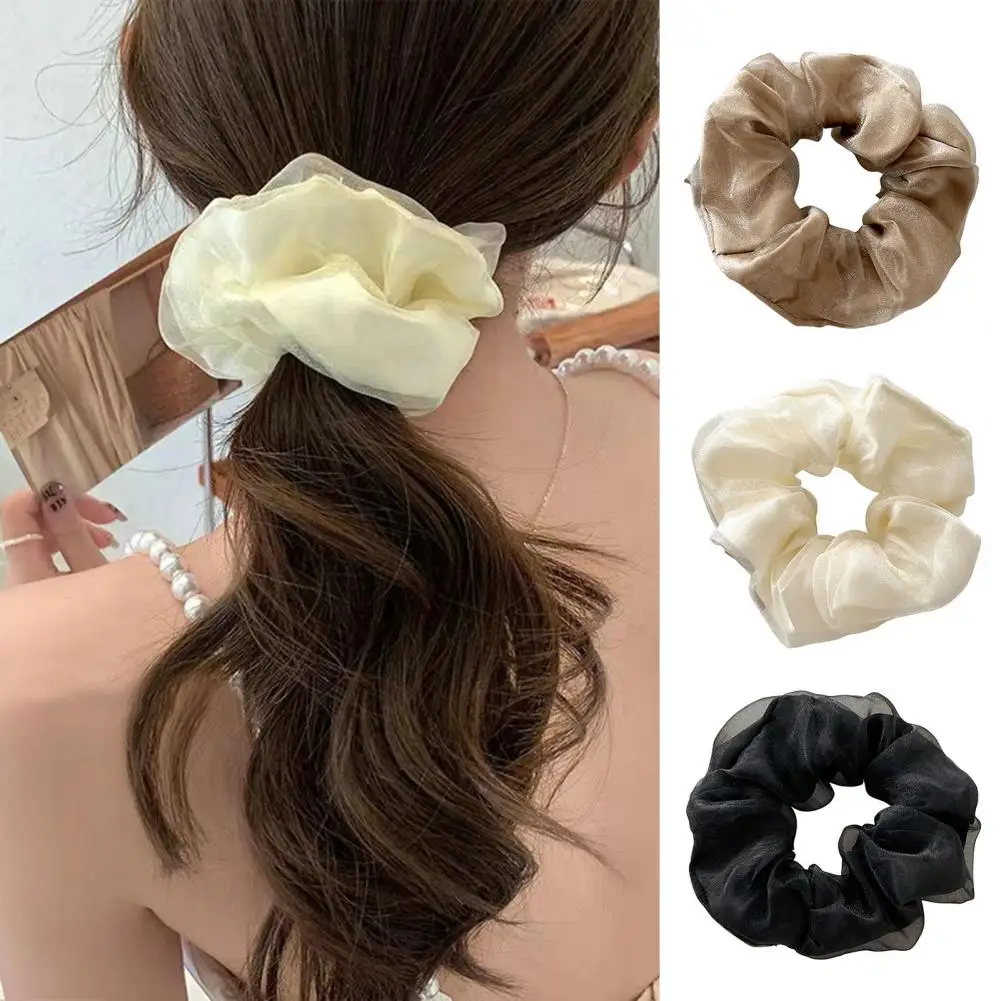 Hair Band Solid Color Double Layer Elastic Dress-up Hair Loop Tear-resistant Women Hairband Hair Tie Girls Scrunchies For Women