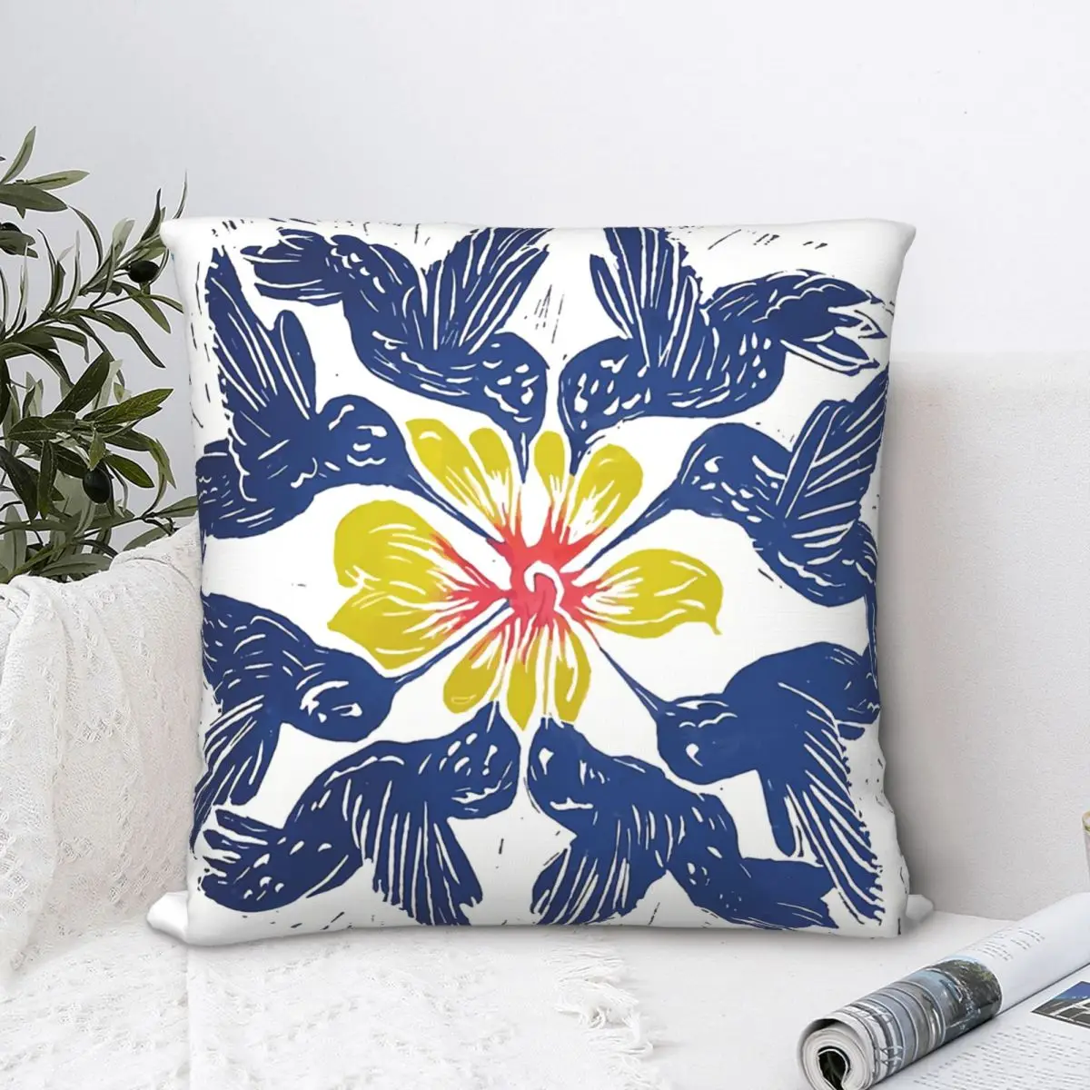 

Blue Fete Pillowcase Floral Flowers Backpack Cushion For Home DIY Printed Office Coussin Covers Decorative