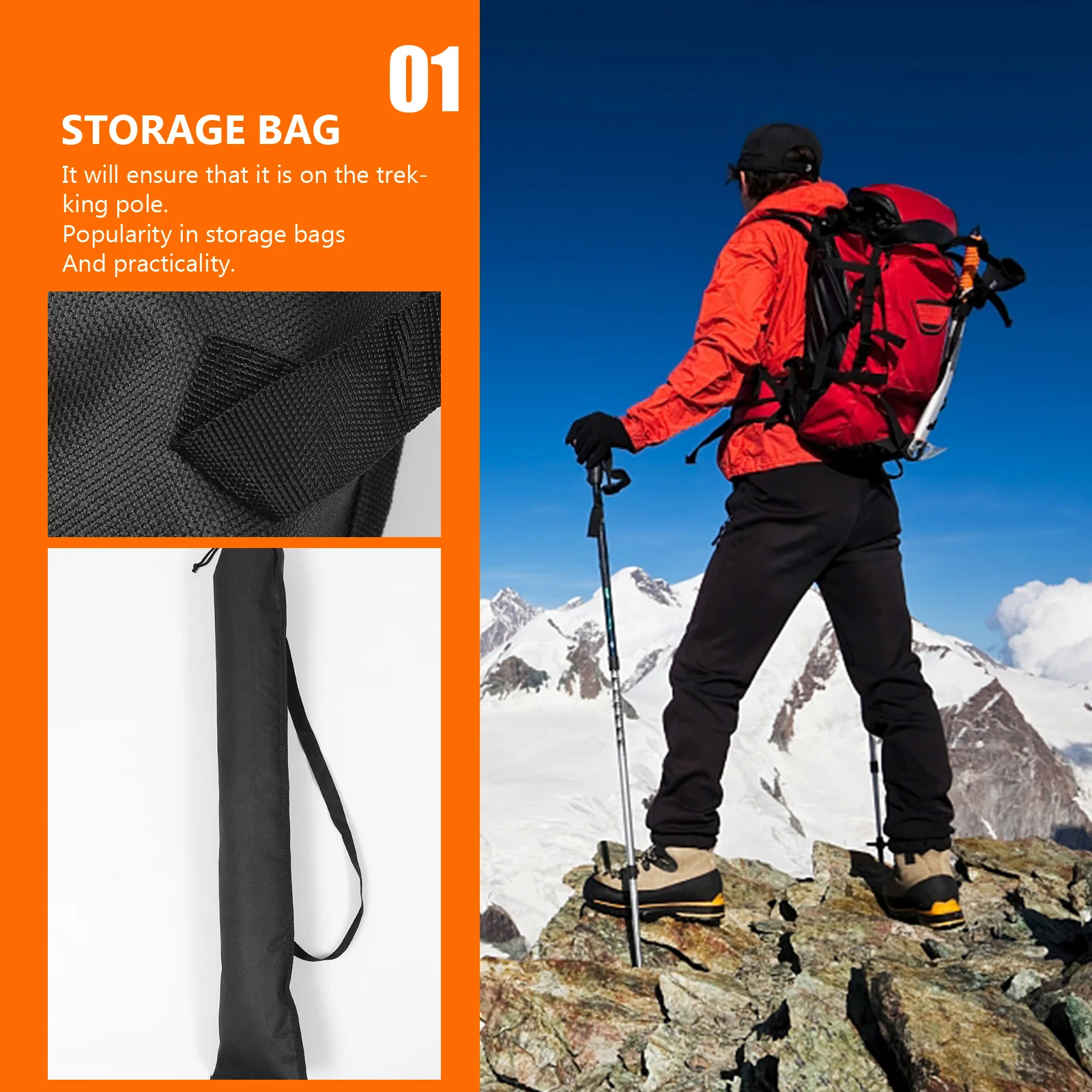 

Alpenstocks Bag Waterproof Carrying Pouch High Quality Adjustable Strap Neckline Contraction Rope for Hiking Poles