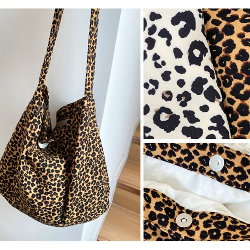 Printed Leopard Canvas Bag Crossbody Bag Large Capacity Print Cloth Bag Handbag Tote Bag Canvas Shoulder Bag Grocery Handbags