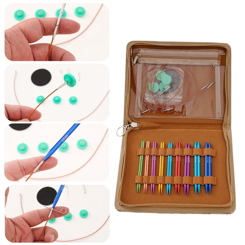 Aluminum Interchangeable Knitting Needle 3.0mm-6.0mm for Knitting Sweater Sock 45BE
