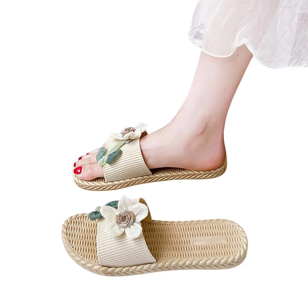 

Универсальные модные корейские тапочки с цветочным узором в стиле Ins, нескользящие праздничные приморские сандалии, пляжные тапочки на плоской подошве с цветочным принтом для девочек