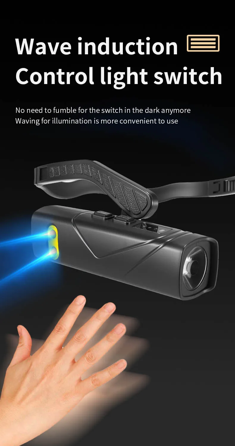 Dual Light Source Portable Induction Headlight Usb Charging Outdoor Night Fishing And Running Hanging Ear Mounted Led Headlight