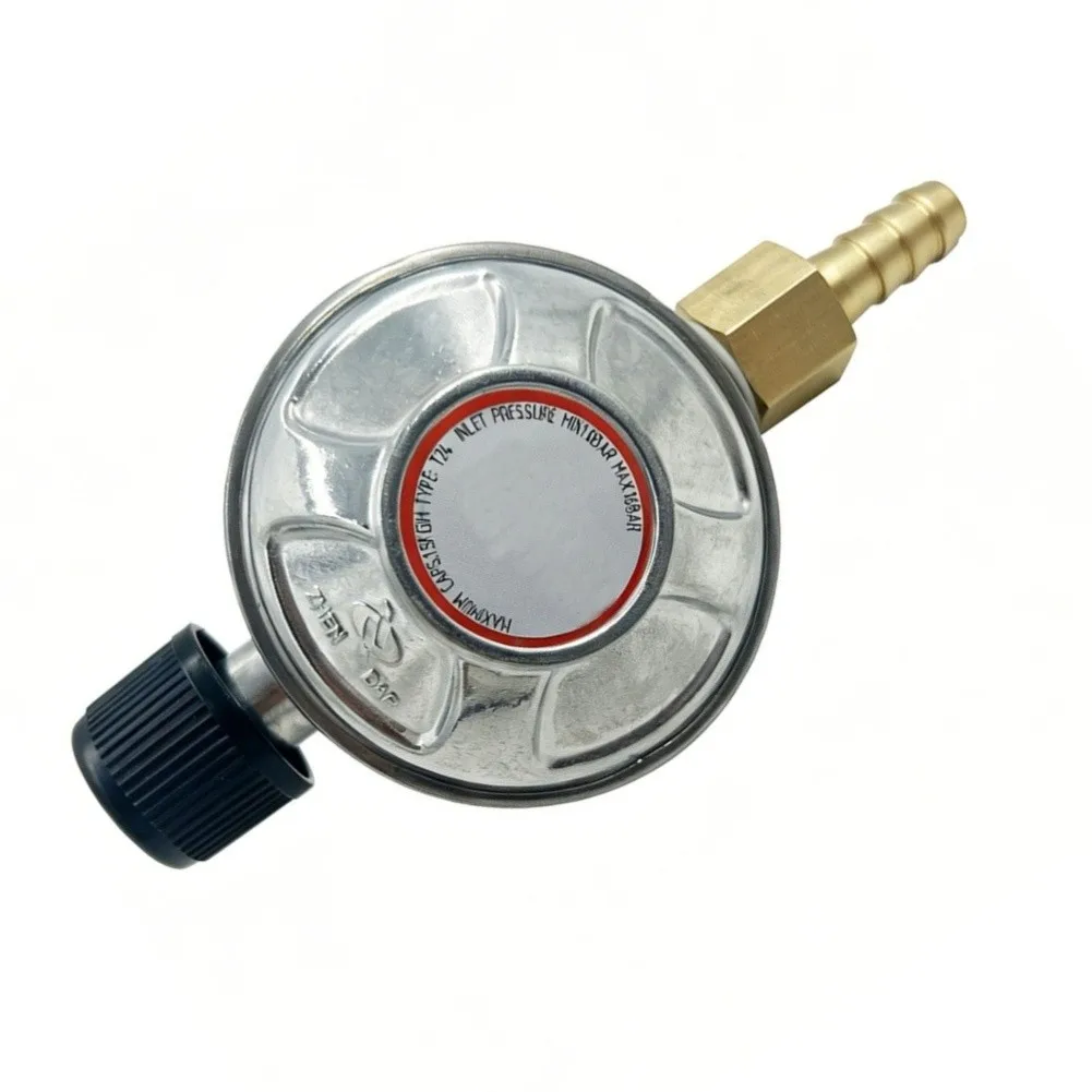 Adjustable Pressure Reducer for Grilling and Camping 50mbar or 37mbar Output Aluminum Alloy Housing Brass Nozzle