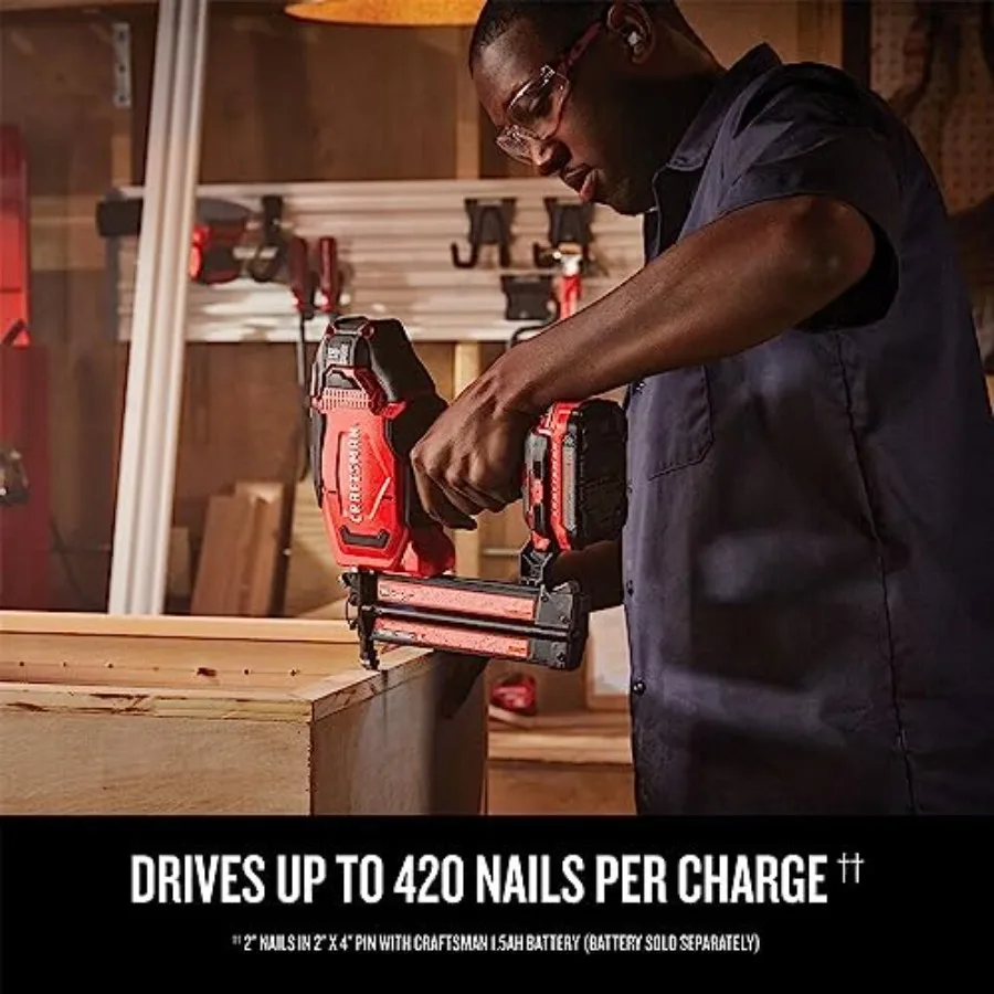 เครื่องยิงตะปู V20 Brad Nailer 18GA แบบไร้สาย (เฉพาะตัวเครื่อง) สำหรับงานไม้และงานก่อสร้างที่ต้องการความแม่นยำ ประสิทธิภาพสูง