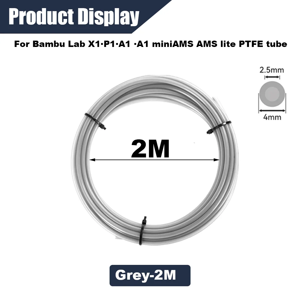PTFE Rohr 2,5mm ID×4mm OD 5M für Bambu Lab X1/X1C/P1P/P1S/A1/A1 mini/AMS/AMS lite, mit Schneidwerkzeug & Steckverbindern, 3D Druck Schlauch