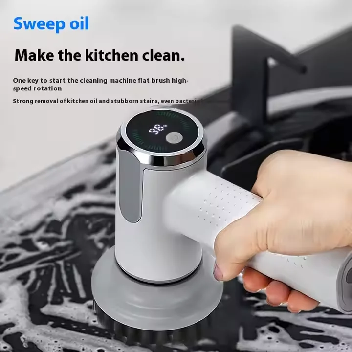 새로운 가정용 대형 토크 용량 다기능 무선 전동 청소 브러시 교체 가능 플라스틱 스크러버 핸드헬드