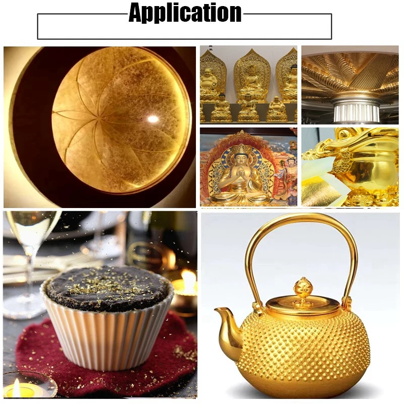 4.33x4.33cm 5/10 Sheets Practical 24K Pure Real Gold Leaf Foil Gilding Handicrafts Cake Ice Decoration Create Noble Handicrafts