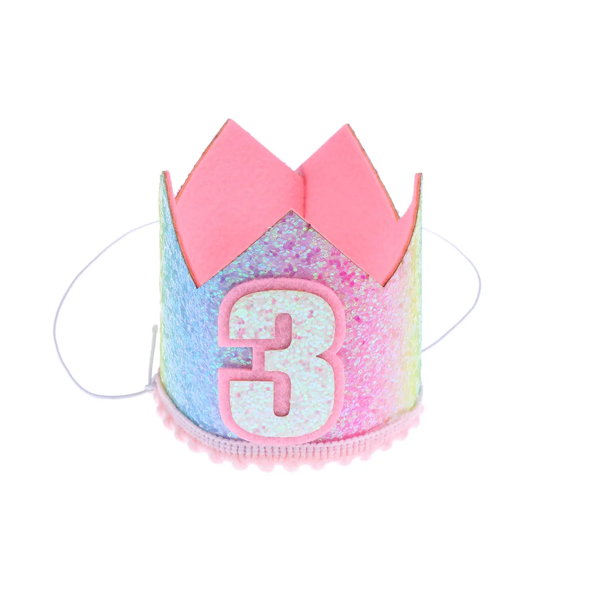 

Glitter Birthday Hat Crown for Kids Toddler Cap Rainbow Tiara Shiny Design Celebration Accessories
