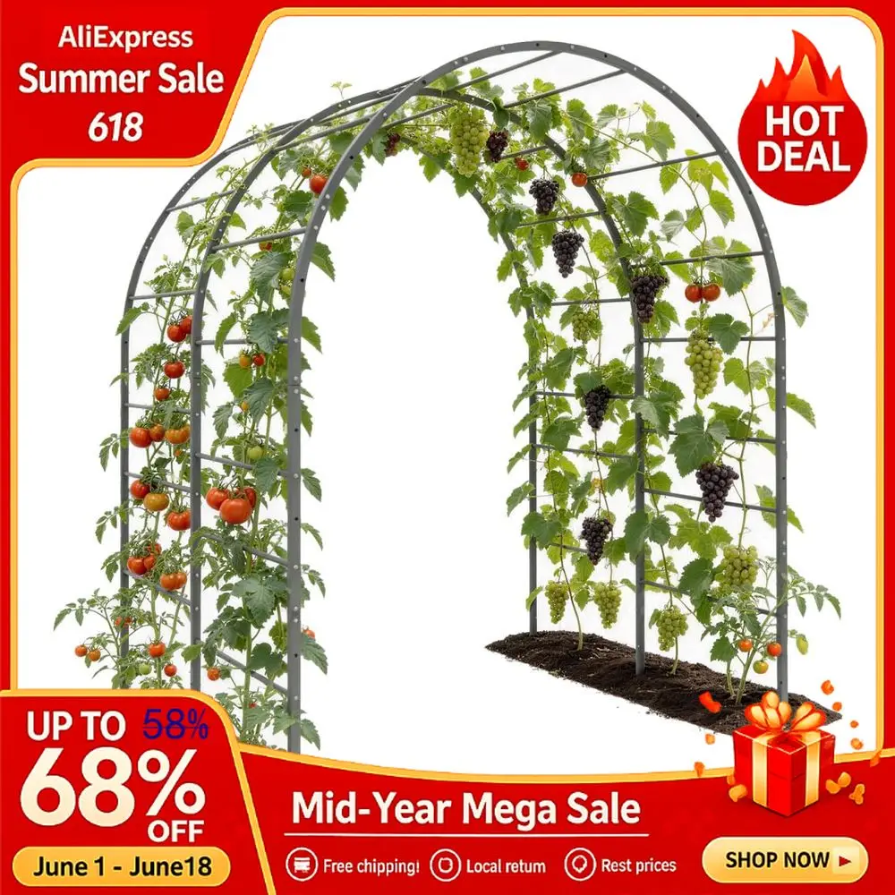 

Garden Arch Trellis for Raised Garden Beds, HeavyDuty Metal Archway, BedMount or InGround Install, DeepInsert Stability Custom
