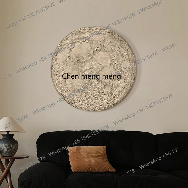 

Living room round wabi-sabi wind moon shape abstract texture hand-painted decorative painting