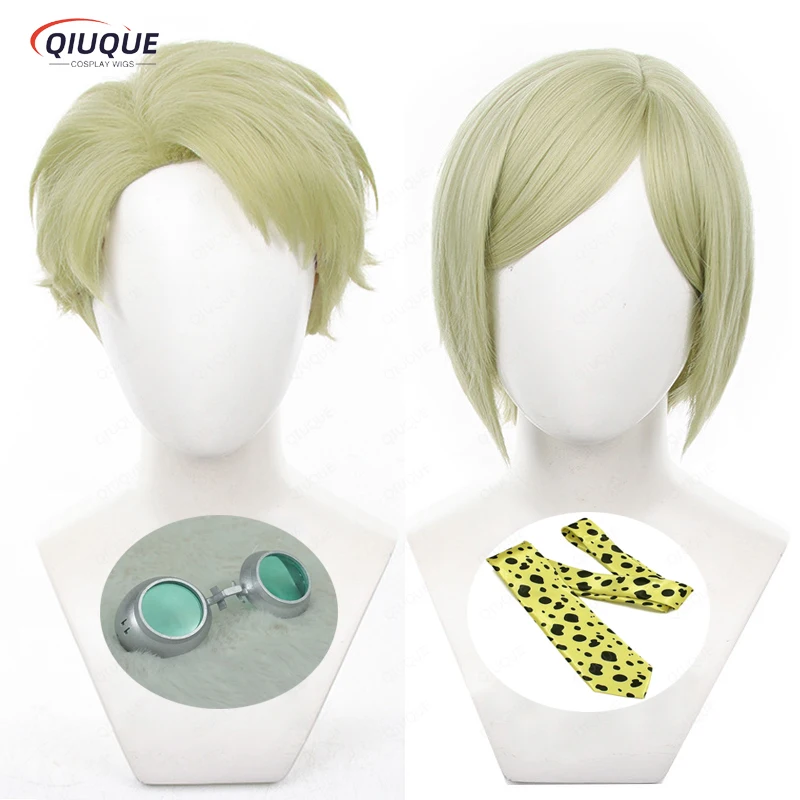 Anime Nanami Kento Cosplay Wig Short Yellow Green Necktie Accessoies Heat Resistant Synthetic Hair Wigs + Wig Cap