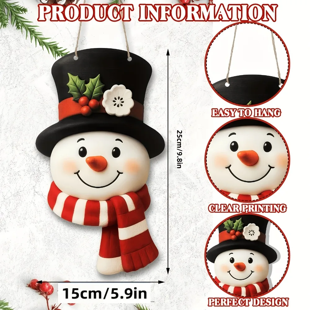 Farmhouse Christmas Winter Snowman Wreath, Welcome Ornament for Front Door Wall Window Indoor Outdoor Decor image 4