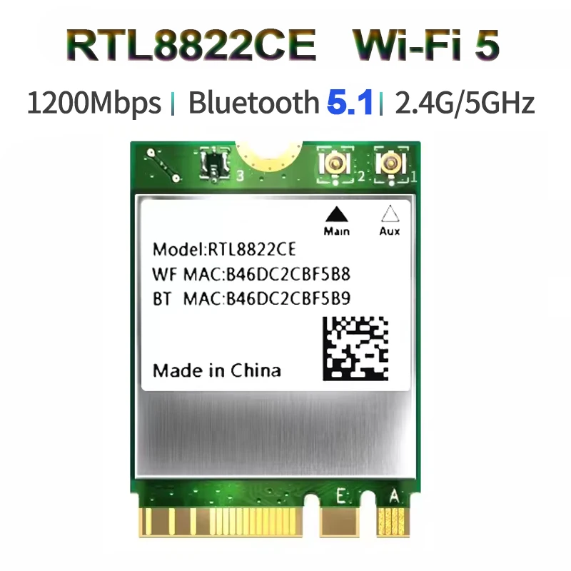 

1200 Мбит/с Wi-Fi 5 RTL8822CE Bluetooth 5,1 двухдиапазонный 2,4G/5G 802.11AC Wi-Fi сетевая мини-карта PcIe для ноутбука Win10 11